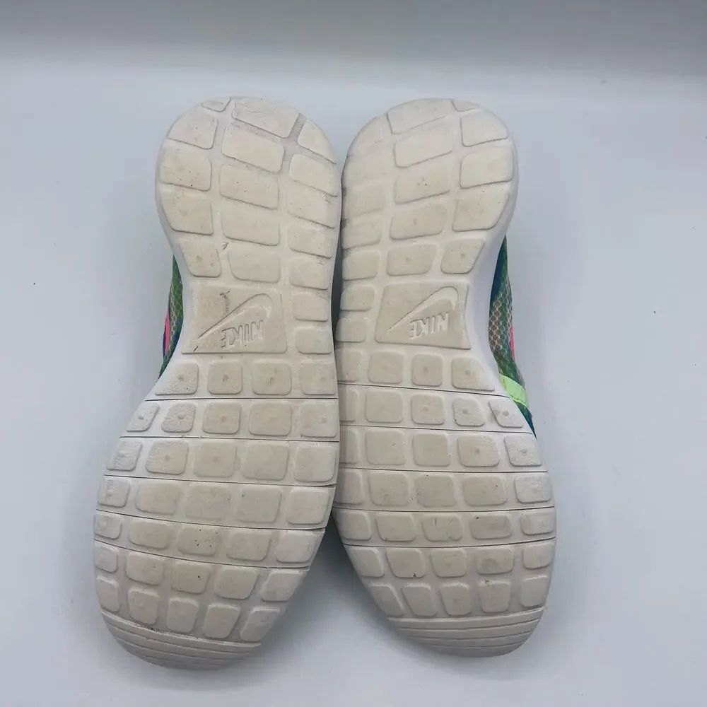 Nike Rosherun Flight Weight Running Shoes Pink Green Girls Youth 4.5